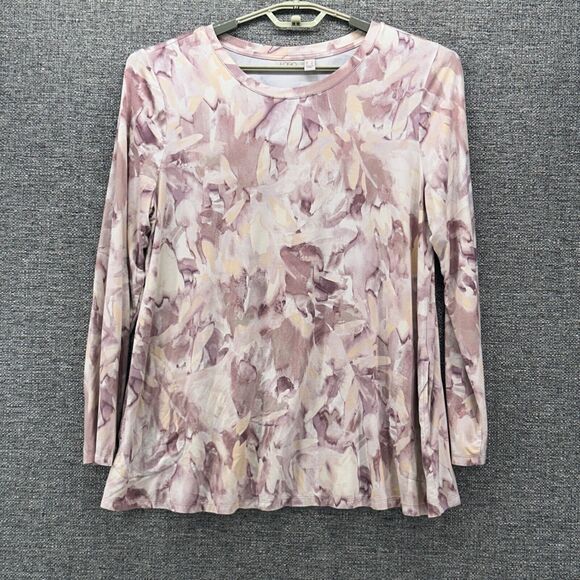 LOGO Womans Tunic Size L Purple Floral Lounge Relaxation Fall‎ Colors Soft Comfy - Picture 1 of 11
